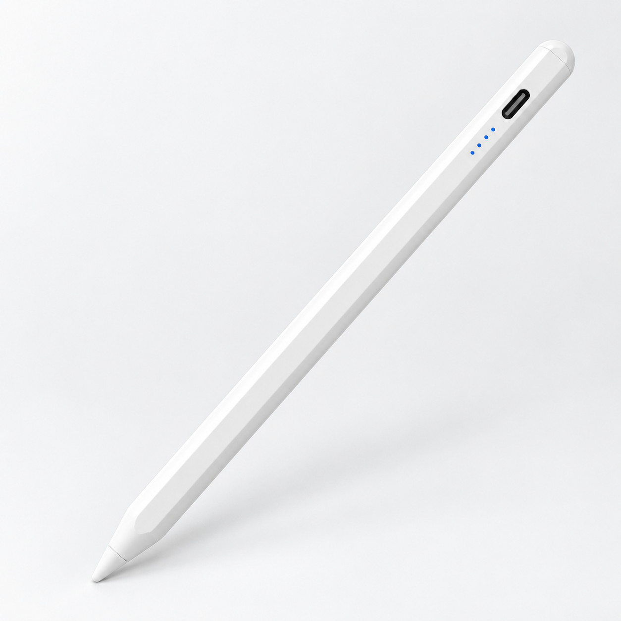 Stylo tactile blanc GRIMSON, avec port USB-C et quatre voyants bleus